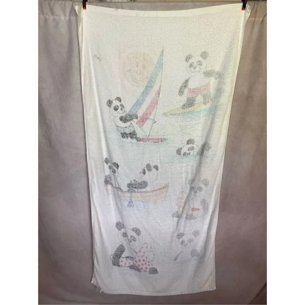 Vintage Beach Towel Pandas